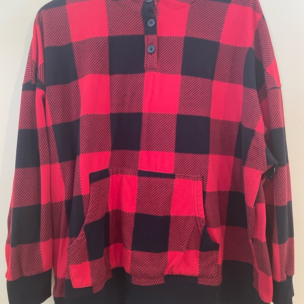 Old Navy Red and Black Cozy Hoodie/pajama top